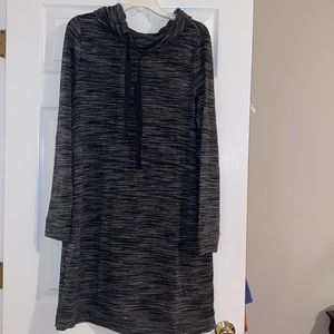 Daily Ritual Black & White Funnel Neck Dress with Ties